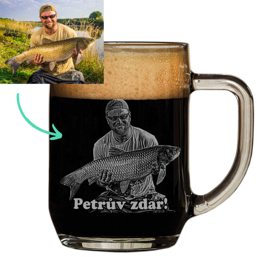 Dárek pro rybáře - Půllitr s fotkou