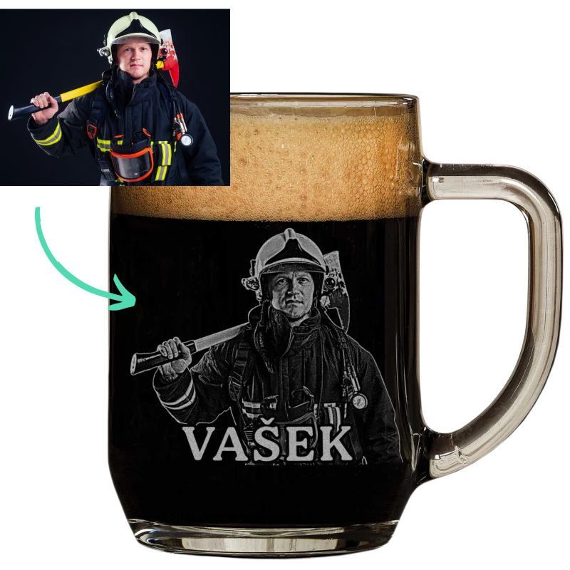 Dárek pro hasiče - Půllitr s fotkou