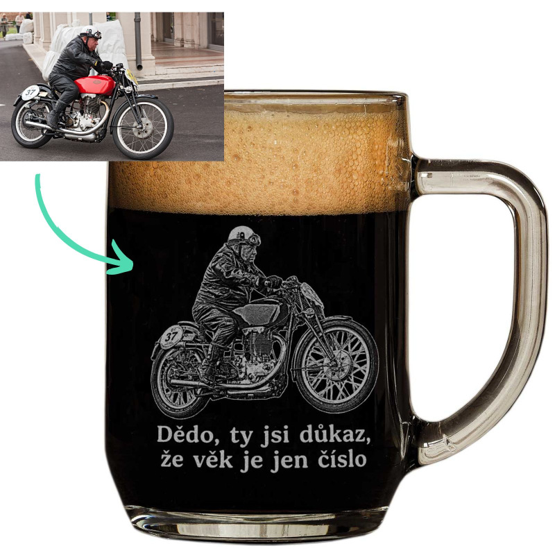 Dárek pro motorkáře - Půllitr s fotkou