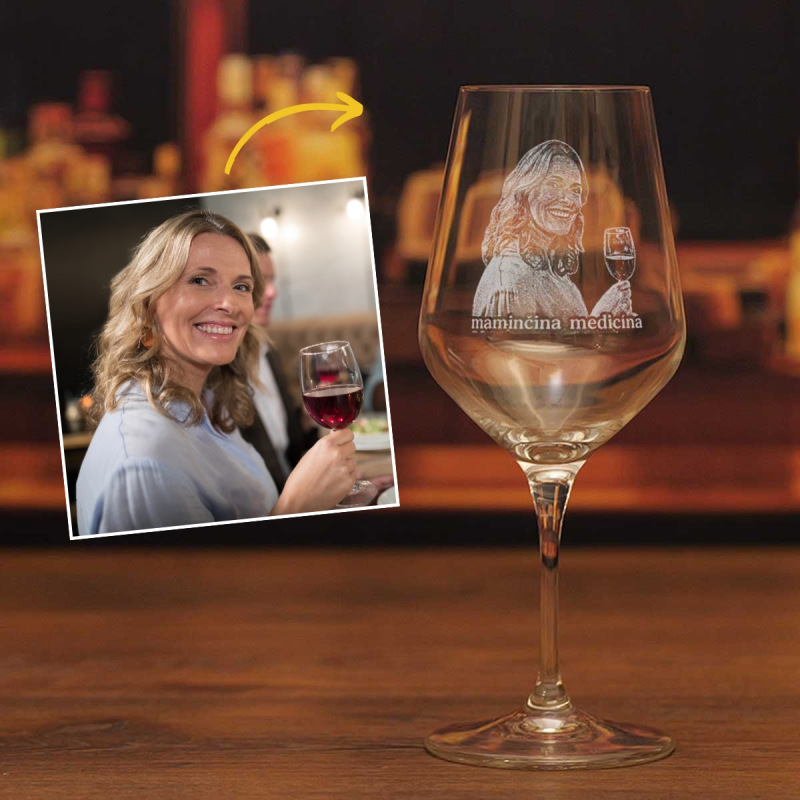 Dárek pro maminku - Sklenice na víno s fotkou